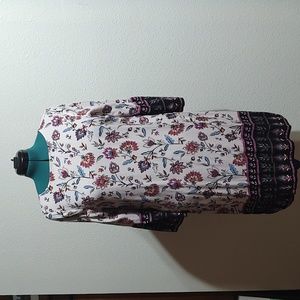 Floral 3/4 sleeve knee-length Dress